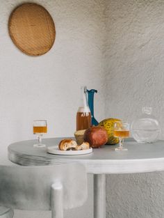 a table with some food and drinks on it