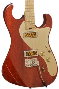 an electric guitar with a wooden body and neck