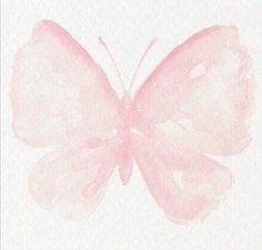 a pink butterfly on white paper with watercolor effect in the middle and bottom corner