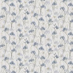 blue and white floral wallpaper with small flowers