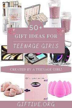 gift ideas for teenage girls with text overlay that reads, 50 gift ideas for teenage girls created by a teenage girl