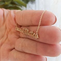 "This necklace is fully customizable from the font to length. Pick you favorite font online (open license like google font - https://fonts.google.com/) and we will create your name necklace in your desired length. Perfect new mother, baby shower, birthday, wedding, anniversary or Christmas gift. Available in 14k and 18k yellow, rose, white gold and platinum--just choose your desired metal and length from the drop-down menu before adding the item to your cart. Details: - Pick you open license fon Customizable Yellow Gold Necklace For Anniversary, Rose Gold Nameplate Necklace For Anniversary, Custom Rose Gold Nameplate Necklace For Anniversary, Customizable Yellow Gold Necklace For Wedding, Rose Gold Custom Necklace For Anniversary, Customized Rose Gold Necklace For Anniversary, Personalized Rose Gold Custom Necklace For Formal Occasions, Personalized Rose Gold Necklace For Formal Occasions, Elegant Rose Gold Name Necklace For Anniversary