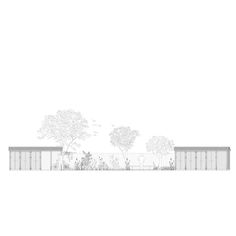 an architectural drawing of a building with trees in the background