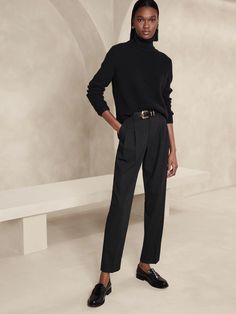 Vasto Pleated Italian Wool Pant | Banana Republic Slacks Outfit, Banana Republic Style, Petite Shorts, Androgynous Fashion, Wool Pants, Slim Fit Pants, Professional Outfits, Slim Pants, Work Attire