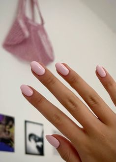 Inspo for small baby pink nails🎀 Round Acrylic Nails Short, Rounded Almond Nails, Short Round Nails Summer, Short Round Nails Ideas, Simple Short Almond Nails, Cute Natural Nails, Extra Short Almond Nails, Nurse Nails, Paznokcie Hello Kitty