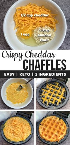 the steps to make crispy cheddar waffles