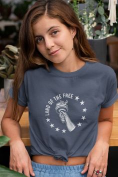 Grab our Patriot shirt as a gift for friends and loved ones. This tee features the statement “Land of the Free” with the Statue of Liberty hand with a torch on the front chest. This t-shirt reminds us of the Independence of the United States of America. The Statue Of Liberty, For Friends, Statue Of Liberty