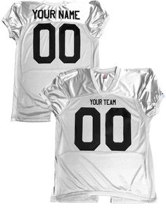 Expertly tailored football jersey, designed for optimal fit with padding and ample room for movement. Extra length ensures secure tucking. Ideal for competitive play or showing support for your local team or favorite player. Customized with your Team Name, Player Name and Number1. Front Name: 2. Back Name: 3. Front & Back Number: If you would like a color or type style other than the default color shown please indicate what type style & color: Choose from 18 Lettering Colors. If you want a lette Fitted Football Season Jersey, White Football Season Jersey For Training, White Football Training Jersey For Football Season, White Football Season Training Jersey, White Training Jersey For Football Season, Fitted Jersey For Football Season Team Events, Team-colored Fitted Jersey For Sports Season, Fitted Jersey For Game Day With Team Spirit, Fitted Football Season Jersey For Sports Events