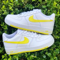 Custom Painted Nike Air Force 1s Single Color Design Hand Painted With Angelus Leather Paint Sealed And Finished With Angelus Finisher Waterproof & Scratch Resistant Colors Can Be Adjusted All Sizes Available (Men’s, Women’s & Kids) Processing Time : 2-3 Weeks Follow And Dm My Custom Sneakers Ig: @_lacedbylee For $30-50 Discount Yellow Custom Sneakers With Rubber Sole For Spring, Custom Yellow Sneakers With Rubber Sole For Spring, Yellow Custom Sneakers For Spring, Yellow Sporty Custom Sneakers For Spring, Sporty Yellow Custom Sneakers For Spring, Nike Custom Yellow Sneakers With Contrast Sole, Painted Nike Air Force, Nike Jordans Women, Yellow Things