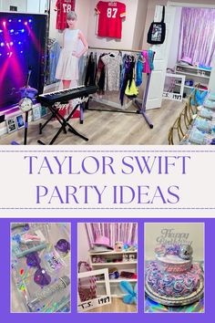 the taylor swift party ideas store is full of items for sale, including shirts and t - shirts