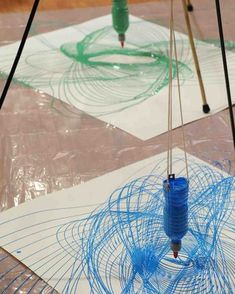 an object is being worked on with blue thread