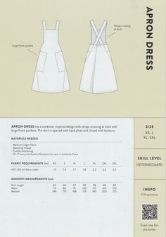 the apron dress sewing pattern is shown