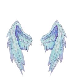 two blue angel wings on a white background, one is facing the opposite direction and the other is facing the opposite direction