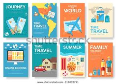 travel brochure set with flat design