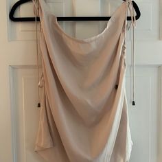 Never Worn With Tags. Bought For My Bachelorette. Adjustable Straps With Ties, Size M. Beige Camisole Top For Daywear, Chic Beige Tops With Tank Straps, Chic Beige Tank Top For Daywear, Beige Cami Top For Daywear, Beige Cami Top For Night Out, Beige Camisole Top For Party, Chic Beige Camisole For Daywear, Chic Tank Blouse For Daywear, Beige Tank Top For Party