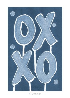 the words xoxo are drawn in blue ink