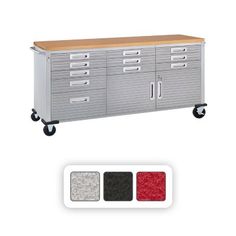 a metal cabinet with drawers and wheels