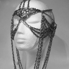 Gothic Futurism, Knight Core, Silver Knight, Silver Mask, Rave Fits, Headpiece Jewelry, Fantasy Jewelry, Jewelry Inspo, Art Clothes