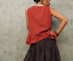 Hailey Blouse...Mixed silk earth red MLXL1180 by cocoricooo Brown Summer Blouse For Layering, Brown Sleeveless Cotton Blouse, Sleeveless Brown Cotton Blouse, Casual Sleeveless Blouse For Layering, Fitted Casual Camisole Blouse, Womens Blouses, Blouses For Women, Thailand, Blouses