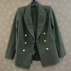 Price Is Firm Like New Condition Very Pretty Blazer! Short Black Jacket, Leopard Print Blazer, Fitted Blazer Jacket, Lace Blazer, Satin Blazer, Army Green Jacket, Green Blazer, Army Jacket, Knit Blazer