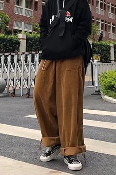 Loose Wide Leg Retro Corduroy Pants – Nada Outfit Land Baggy Corduroy Cargo Pants, Corduroy Bottoms For Fall Streetwear, Fall Streetwear Corduroy Bottoms, Oversized Brown Cotton Pants, Baggy Corduroy Cargo Pants For Fall, Oversized Brown Bottoms With Pockets, Wide Leg Corduroy Pants, Casual Bottoms, Corduroy Shorts