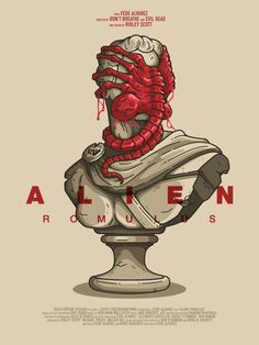 the poster for alien encounters, which features an image of a creature with blood on its face