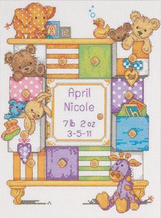 a cross stitch pattern with teddy bears on it