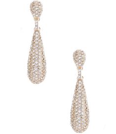 From Cezanne&#x2C; these earrings feature: Drop earringsBrass/GlassPost closureApprox. 1.875" drop; 0.5" width Imported. Groom Wedding Hair, Evening Earrings, Metal Drop, Evening Jewelry, Animal Coloring, Lake Wedding, Crystal Drop Earrings, Crystal Drop, Gold Drop Earrings