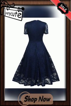 Navy Blue Short Sleeve V Neck Slim Waist Lace Evening Dress Navy Blue Shorts, Lace Evening Dresses, Slim Waist, Blue Shorts, Navy Blue, Evening Dresses, V Neck, Navy, Lace