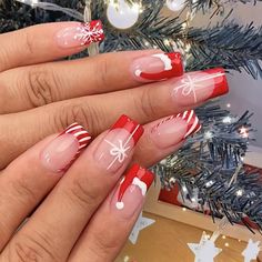 Faster shipping. Better service Xmas Nail Art, Easy Nails, French Tip Acrylic Nails