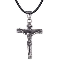 PRICES MAY VARY. ✝Crucifix Cross Necklace: simple vivid jesus crucifix pendant design. Material:316L Stainless steel charm pendant, hypoallergenic and nickel free; waterproof wax leather cord chain, classic and durable. DIMENSION: pendant 2"x1";Chain 2mm wide braided leather cord necklace, with length choice of 22" 24" 26". Christmas /Baptism / Christening / Church Wearing Jewelry.Fit both men and women wear. Include 1 Pendant, 1 Chain, Gift Box, Black Velvet Pouch. U7 Rosary Necklace, Virgin Ma Cross Necklace Simple, Cross Necklace For Women, Virgin Mary Necklace, Crucifix Necklace, Leather Corded Necklace, Rosary Necklace, Cross Pendant Necklace, Pendant Design, Cord Necklace