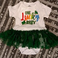 Nwot Saint Patrick's Day Onesie Tutu Dress 24 Months White Fun Dress For First Birthday, Fun White Dress For First Birthday, Onesie Tutu, Saint Patrick's Day, Month Colors, Tutu Dress, Kids' Dresses, Baby Dress, St Patricks Day