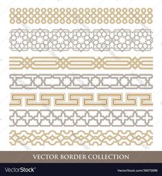 Set of seamless Arabesque ornamental vector borders & frame | 38071696 | VectorStock Geometrical Border Design, Simple Islamic Motifs, Islamic Motifs Design, Islamic Art Pattern Arabesque, Islamic Border Design Frames, Islamic Patterns Vector, Geometric Border Design, Islamic Patterns Geometric, Arabic Pattern Design