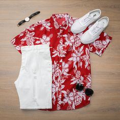 [Style & Design] This short sleeve button down shirt will round your flowery, summery look off nicely, underlines your fresh style, signal the start of summer! It's suitable for all ages to wear and good for Hawaiian party, especially perfect for a day at the lake or holiday by the sea. [Material & Wash Care] Cotton & Polyester - skin friendly &breathable Hand wash is recommended; machine wash in cold with similar colors/no bleach/low iron [Package] 1 * Shirt Floral Shirt Outfit, Day At The Lake, Wedding Hawaii, Stylish Mens Suits, Shirt Outfit Men, Mens Printed Shirts, Casual Ootd, Sophisticated Outfits, Mens Casual Dress Outfits