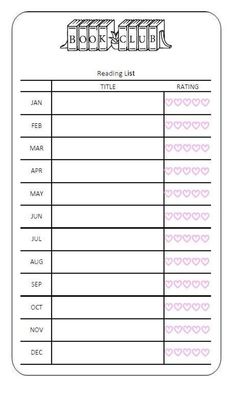 Set your book club up for success with this customizable book club reading list! Digital file contains form fields to add your reading list for the year. Print to use as a bookmark or keepsake, rating all your reads! Instant digital PDF file download. Each month has two form fields, one for book and one for author. Bookmark prints on 8.5x11 sheet with approximate measure of 3.5x6, but printing scale can be adjusted. Additional form field at the top to include Book Club name, year or other inform Book Club Banner, Read A Book A Month, Book Club Theme Ideas, Book Club Activities For Women, Book Club Crafts For Adults, Bookclub Hosting Ideas, Book Club Template, Book Club Flyer, Book Club Reading List