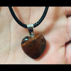 Petrified Wood Heart Shaped Charm/Pendant Necklace Natural Chakra Stone Men's Women's Jewelry Unisex Fashion Wear Stones Size: 1.5cm X 1.5cm Necklace/Chain: (18") Pu (Synthetic) Leather Rope Necklace Included Nwot New Without Tags Brown Necklace With Heart Charm For Gift, Brown Heart Charm Necklace As A Gift, Brown Heart Charm Necklace For Gift, Brown Heart Charm Necklace As Gift, Brown Heart Charm Jewelry Gift, Brown Heart Necklace For Valentine's Day, Valentine's Day Brown Heart Necklace, Valentine's Day Brown Heart Charm Jewelry, Brown Heart Pendant Necklace For Valentine's Day