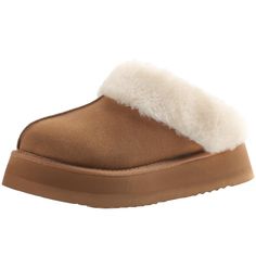 PRICES MAY VARY. WARM & COMFY: All-around fuzzy faux fur lining and breathable microsuede upper keep away from coldness and prevent sweat or odors. An extended plush wool-like fur collar wraps your feet in warmth, making these slippers luxurious and stylish. OUTDOOR & INDOOR: Latest Gen EVA foaming technology creates better flexibility, lightweight and anti-slip platform outsole, without any damage to the wood floor or noise to people, preventing indoor and outdoor slipping. COZY FOOTBED: Premiu Comfortable Winter Slippers With Faux Fur Trim, Comfy Brown Winter Slippers, Casual Faux Fur Slippers With Plush Lining, Winter Faux Fur Slippers With Scuffs, Casual Faux Fur Slippers For Winter, Comfy Faux Fur Winter Slippers, Winter Sheepskin Slippers With Faux Fur Lining, Brown Faux Fur Casual Slippers, Brown Casual Faux Fur Slippers