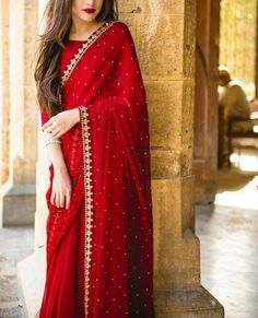 Georgette Saree Party Wear, Saree Bollywood, Bollywood Dress, Saree Designs Party Wear, Saree Trends, Elegant Saree, Dress Indian Style, Stylish Sarees