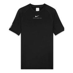 Men's Nike x Drake Crossover NOCTA Series Solid Color Minimalistic Logo Printing Basketball Sports Short Sleeve Black T-Shirt DM1733-010 (Men's/Short Sleeve) Black Training T-shirt With Logo Print, Black Crew Neck T-shirt For Running, Casual Black Breathable Shirt, Nike Black Athleisure T-shirt, Functional Moisture-wicking Tops For Streetwear, Fitted Black Shirt For Gym, Nike Technical Running Tops, Nike Functional Breathable Tops, Functional Nike Breathable Tops