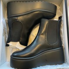 Nwt In Original Box Nine West Henrita Platform Chelsea Booties. Never Been Worn! Size 8.5 Selling Because Outside Of Store Return Window. There Is A Small Manufacture Smudge On The Outside Of The Right Boot As Shown In Pictures. Never Worn. Great For Fall& Winter, Just Not The Right Size For Me. These Run True-To-Size. I Am Generally An 8, I Just Overcompensated For Socks And Sized Up, And It Was Too Big. Get These Before They’re Gone!! Nine West Shoes, Nine West, Bootie Boots, Chelsea, Original Box, Ankle Boots, Fall Winter, Socks, Women Shoes