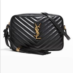 Saint Laurent Quilted, Overstitching Calfskin Leather Crossbody Bag. Adjustable Shoulder Strap; 23" Drop. Zip-Around Top Closure. Exterior, Removable Hanging Tassel At Side. Signature Ysl Bronze-Toned Metal Hardware At Front. Interior, One Slip Pocket. Grosgrain Lining. 6.2"H X 9"W X 2.3"D. Ysl Bag Crossbody, Saint Laurent Lou Camera Bag, Ysl Camera Bag, Gucci Bags Outlet, Cheap Gucci Bags, Interior Colour, Chanel Mini, Medium Handbags, Tassel Bag