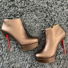 Worn Twiceexcellent Condition Modern Party Boots With Red Sole, Evening Closed Toe Boots With Red Sole, Evening Boots With Red Sole And Round Toe, Shoes Louboutin, Louboutin Shoes, Christian Louboutin Shoes, Limited Time, Bootie Boots, Christian Louboutin