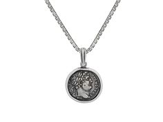 GURHAN, GURHAN Mens Sterling Silver Coin Pendant Necklace, 29x18mm Round Greek Figure Luxury Oval Pendant Necklace For Collectors, Classic Oval Coin Pendant Necklace, White Gold Coin Necklace With Polished Finish, Luxury White Gold Coin Necklace, Luxury White Gold Collectible Necklace, Luxury Sterling Silver Necklace With Coin Pendant, Classic White Gold Coin Pendant Jewelry, Classic White Gold Coin Necklaces, Classic White Gold Jewelry With Coin Pendant