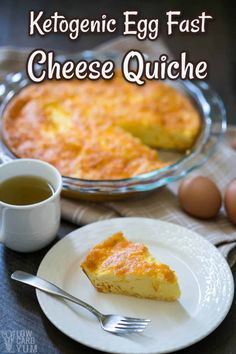 a slice of low carb keto cheese quiche on a plate