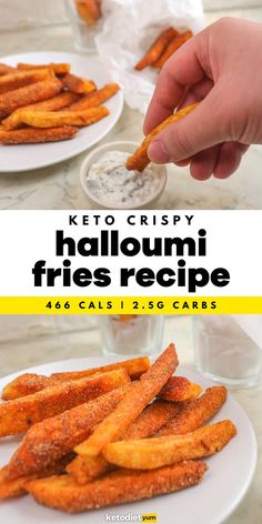 Crispy Keto Halloumi Fries - A crispy crunch, soft and chewy cheese coated in spicy paprika and almond flour to create the perfect side or appetizer. Quick and easy to make, they’re a great choice on those days you need a delicious snack too! Halloumi Fries, Fried Halloumi, Ketogenic Diet For Beginners, Fries Recipe, Keto Challenge, Keto Food List, Best Keto Diet, Keto Recipes Dinner