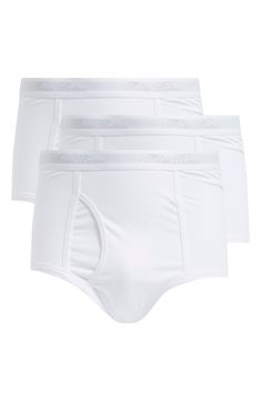 A soft, flexible cotton blend brings day-and-night comfort to briefs sporting an interior comfort pouch for support and a tonal branded waistband. Pack of three pairs 95% cotton, 5% spandex Machine wash, tumble dry Imported Fitted Solid Color Bottoms Multi-pack, Fitted Solid Bottoms Multi-pack, Solid Sports Bottoms With Logo Waistband, Cotton Boxer Briefs With Comfort Waistband For Sports, Cotton Sports Bottoms With Soft Touch, Sporty Cotton Bottoms With Soft Touch, Stretch White Bottoms Multi-pack, Sporty Solid Color Multi-pack Bottoms, Sporty Solid Multi-pack Bottoms