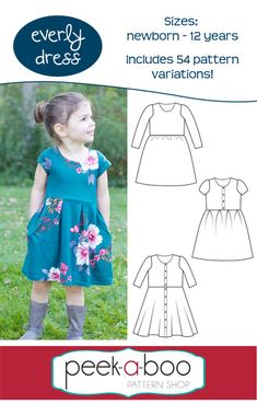 Everly Girl's Dress Pattern Ruffled Baby Dress, Girls Dress Pattern Free, Romper Sewing Pattern, Baby Dress Pattern, Girls Dress Sewing Patterns, Printable Sewing Patterns, Girl Dress Pattern, Dress Patterns Free, Girl Dress Patterns