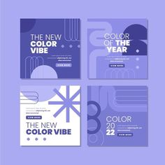 the new year's card design is shown in purple and blue colors, with an abstract