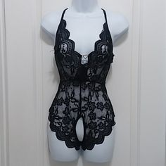 Black One Piece V-Neck Sexy Floral Lace Lingerie. Nwt...Size Large...See Photos For Details...101323b6 Tags: Black Lace Lingerie, Black Lingerie, Sexy Lingerie, Lace Lingerie, Lace, Sexy Lingerie, Sexy, Special Occasion, One Piece Black Low-cut Bodysuit With Lined Body, Black Low-cut Lined Bodysuit, Black Underwire Bodysuit With Lace Closure, Hands Free Pumping Bra, Posture Bra, Soft Goth, Pink Nightgown, One Piece Lingerie, Sheer Cover Up