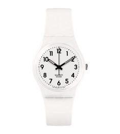 Buy JUST WHITE SOFT at Swatch AM. Trendy Watches, Small Watch, White Watch, Swatch Watch, Buckle Bracelet, White Cloud, Kids Watches, White Dial, Swiss Watches